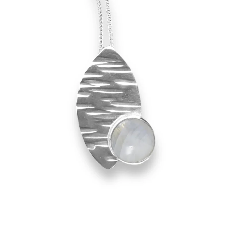 Sterling silver and 8mm Moonstone pendant